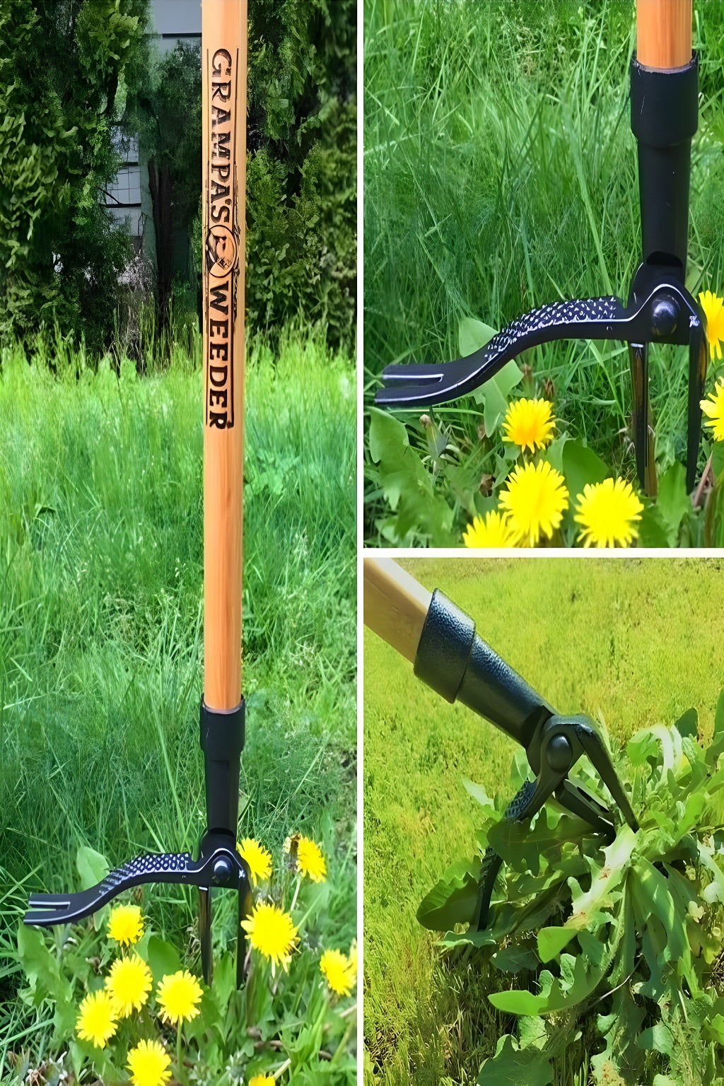 Grampa’s Weeder – Stand-Up Weed Root Puller - 114cm Bamboo Handle & Steel Claw