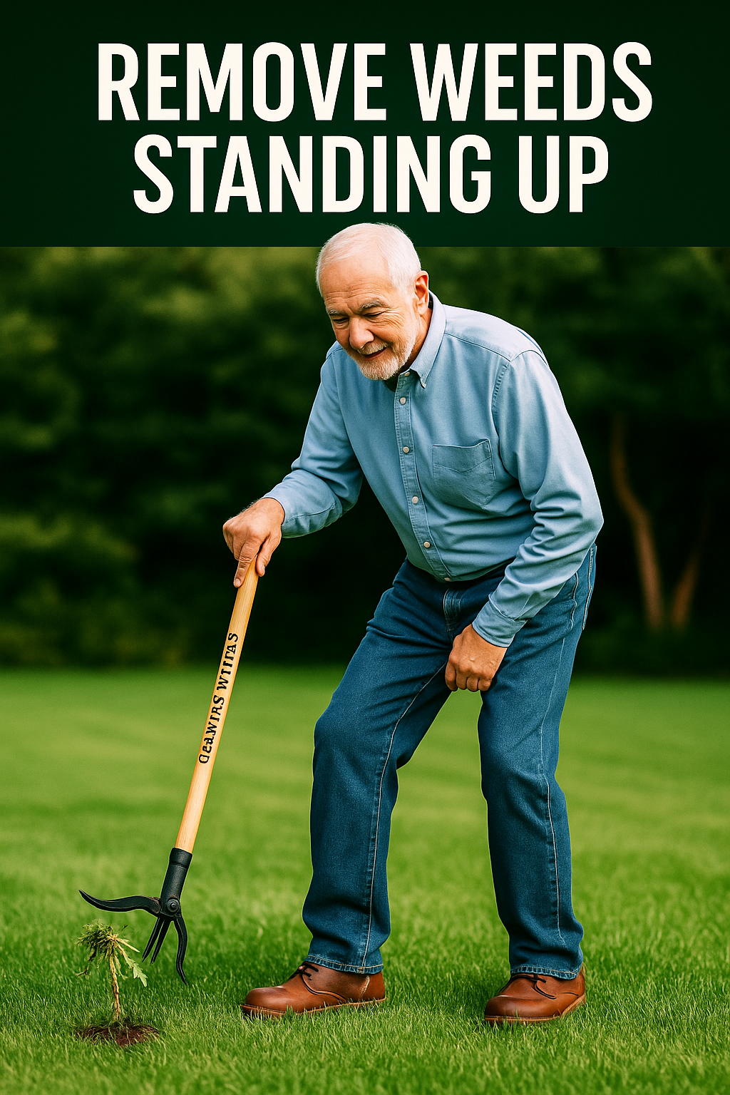 Grampa’s Weeder – Stand-Up Weed Root Puller - 114cm Bamboo Handle & Steel Claw
