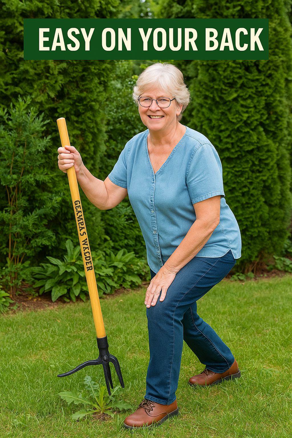 Grampa’s Weeder – Stand-Up Weed Root Puller - 114cm Bamboo Handle & Steel Claw